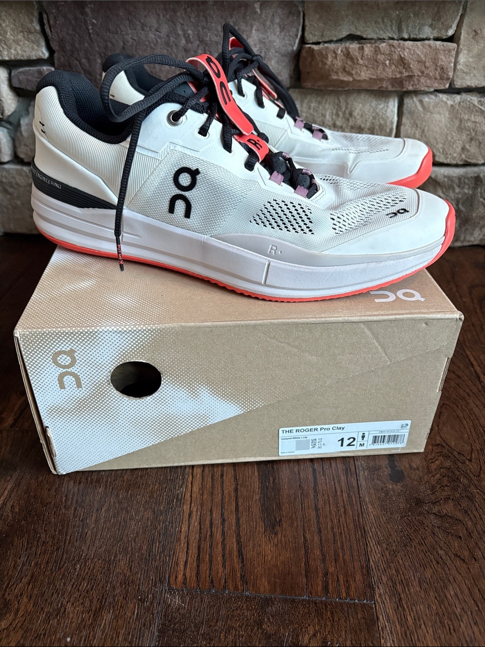 On Running Men’s The Roger Pro Clay - White with Coral Accents